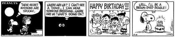 Snoopy tirinha oficial de aniversário