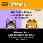 Garfield e Chico, do Cansei de Ser Gato, se unem para ação especial neste Mês da Preguiça
