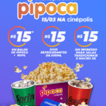 Dia da Pipoca: Cinépolis terá ingressos e itens clássicos do cinema por R$ 15